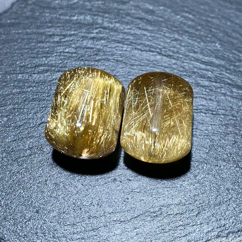 天然顺发金发晶桶珠手链黄色水晶浓密钛晶板钛手串搭配礼物饰品女