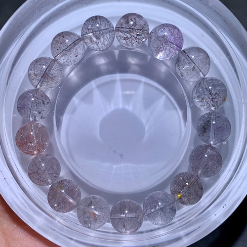 天然冰透超七水晶手链三轮骨干女