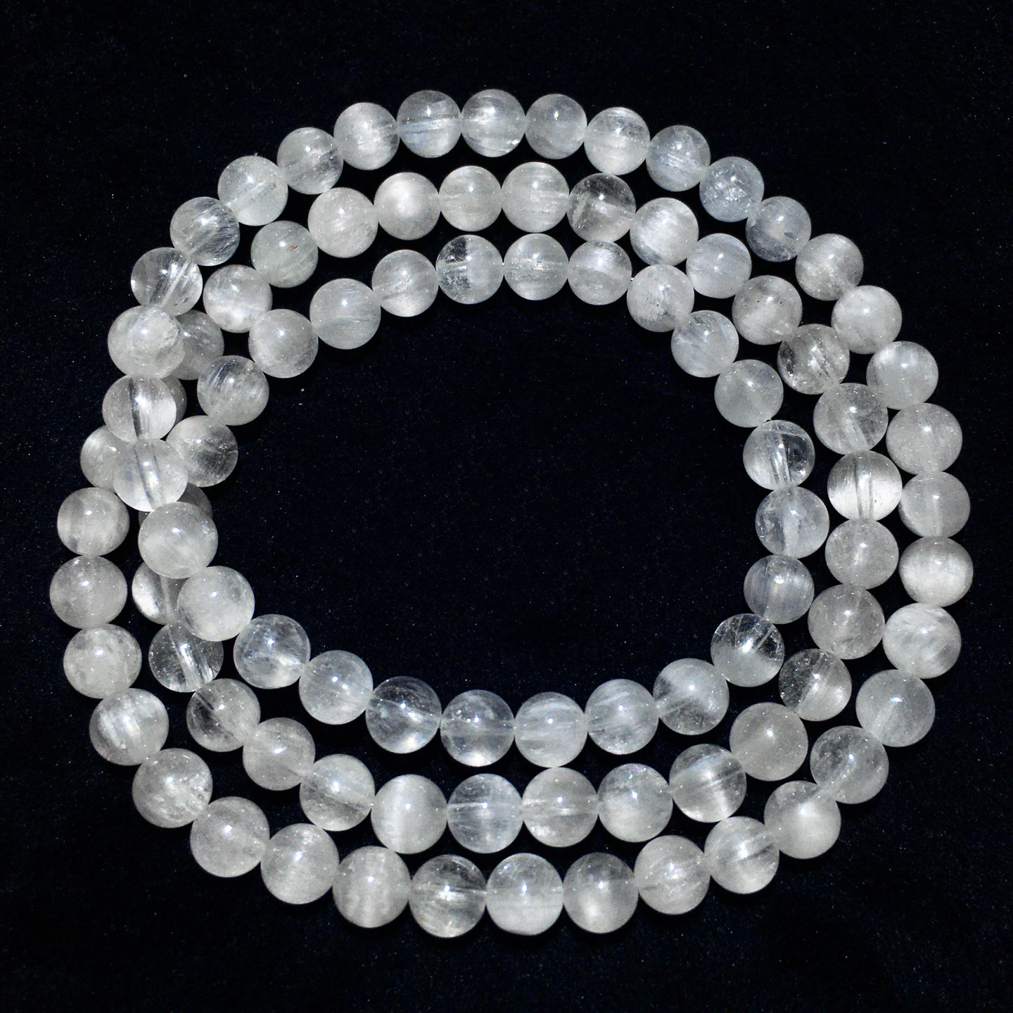 天然白兔毛水晶三圈手链彩虹光拉丝兔毛绒发多圈手串情侣男女礼物