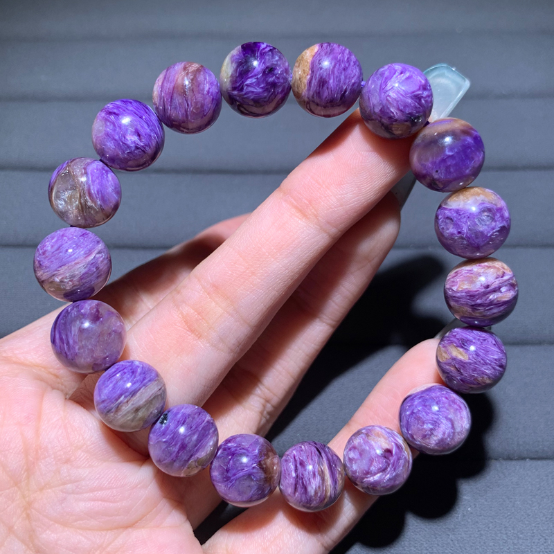 天然玉化紫龙晶查罗石手链女饰品