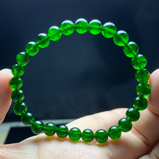 天然冰透透辉石手链小颗粒祖母绿墨绿水晶手串清新饰品礼物情侣款