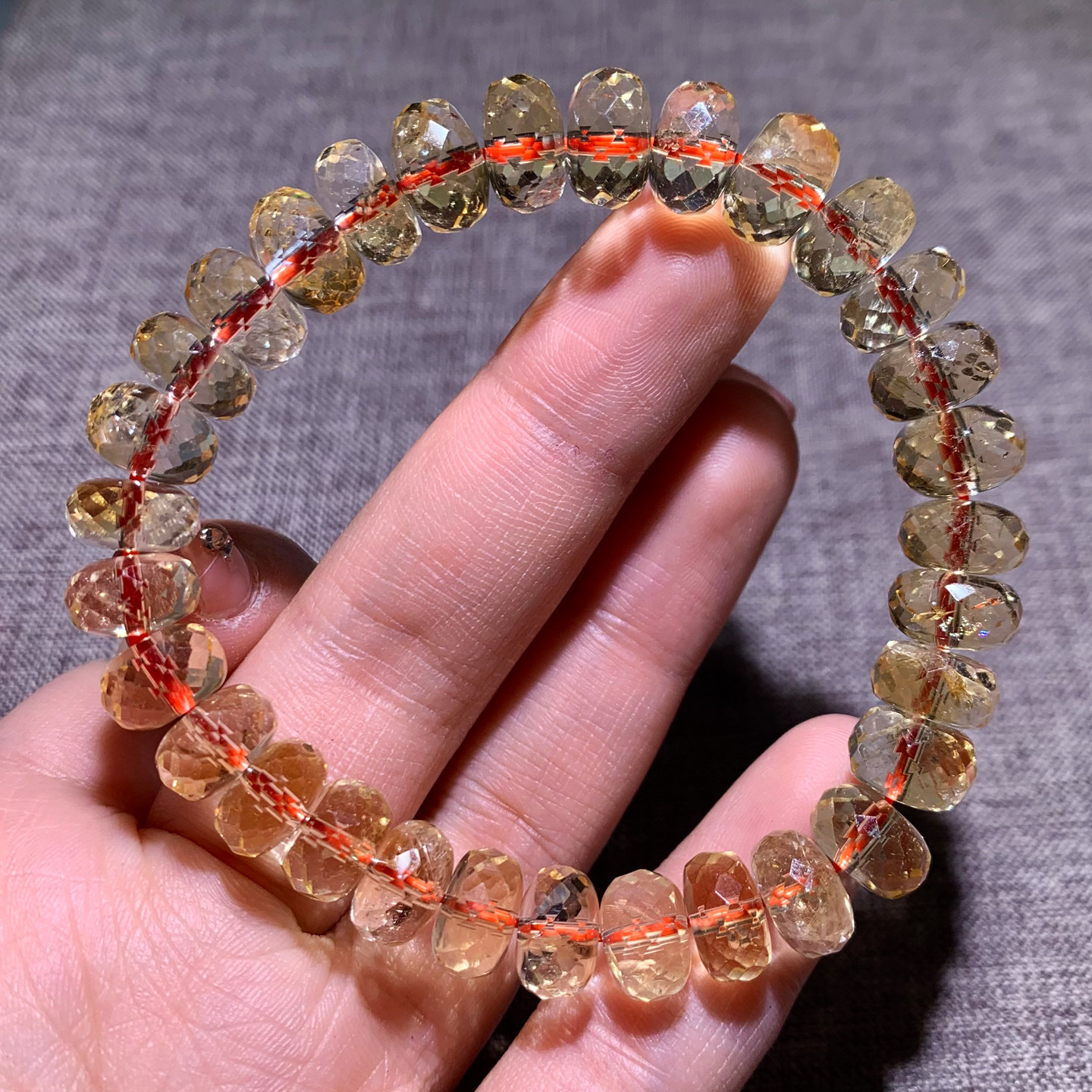 天然巴西黄水晶随形刻面盘珠手链