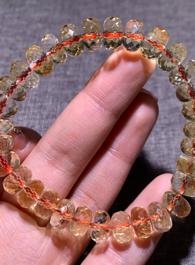 天然巴西黄水晶随形刻面盘珠手链