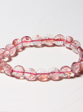 天然金草莓烟花超七水晶蛋面手链