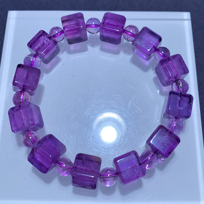 天然梦幻紫水晶紫黄晶单圈手链