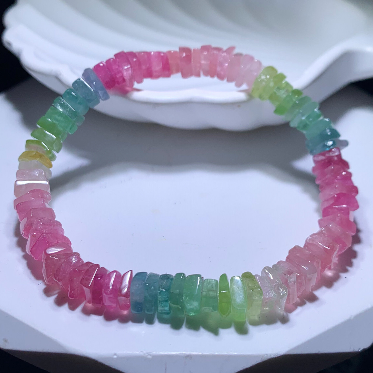 天然马卡龙碧玺随形刻面手链礼物老款彩虹糖果手串水晶甜美百搭款