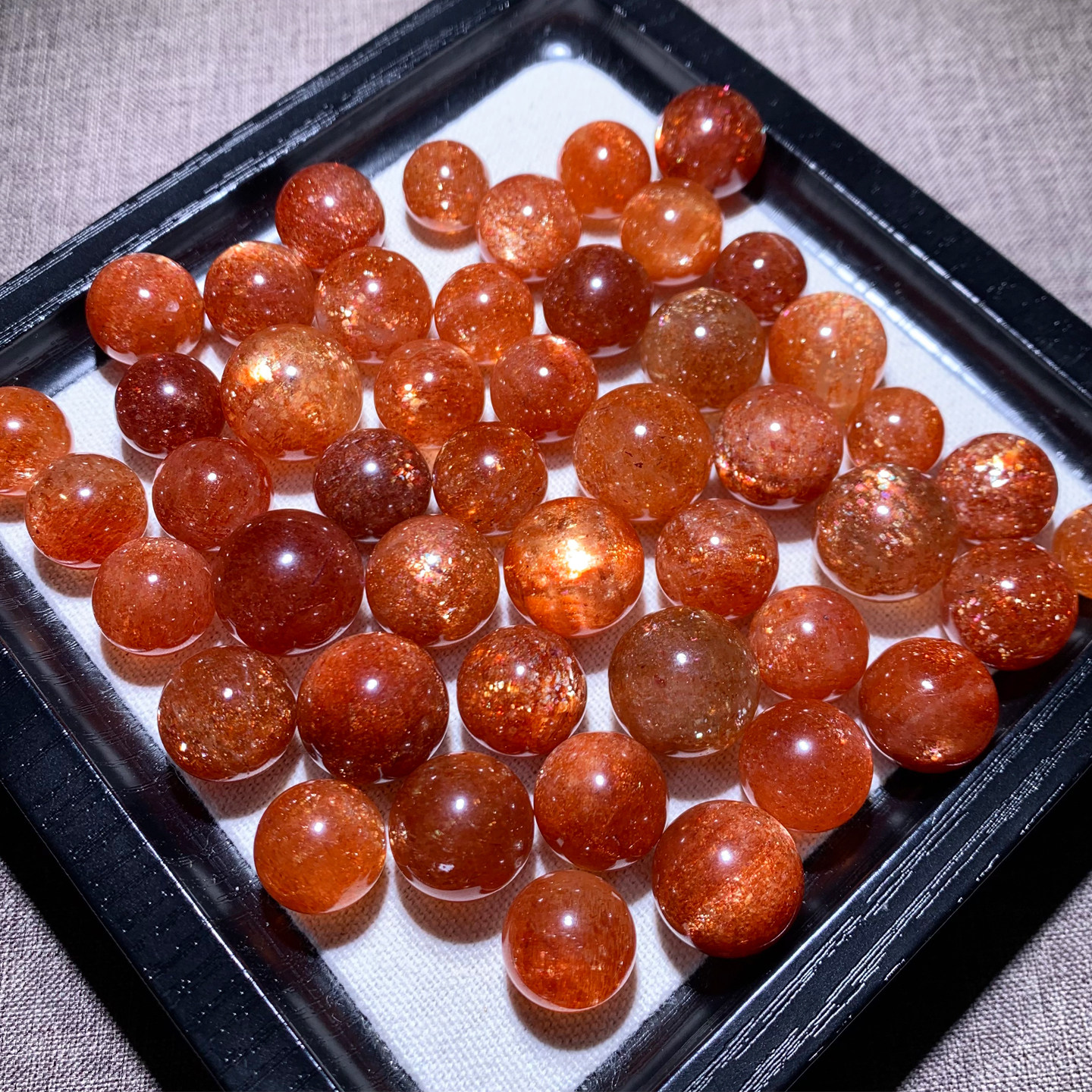 天然金太阳石球单珠吊坠配饰深橙色金砂手链水晶饰品礼物手链男女