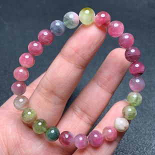 天然西瓜碧玺手链糖果色彩虹宝石手串水晶甜美饰品闺蜜礼物情侣款