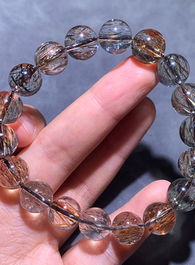 天然顺发云母黑金超手链单圈共生