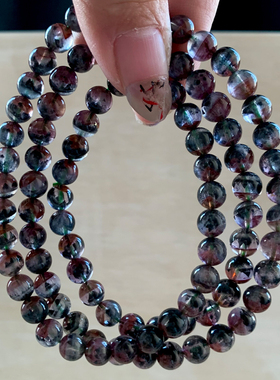 天然极光水晶三圈手链Auralite23钛晶紫幽灵手串情侣款饰品礼物女