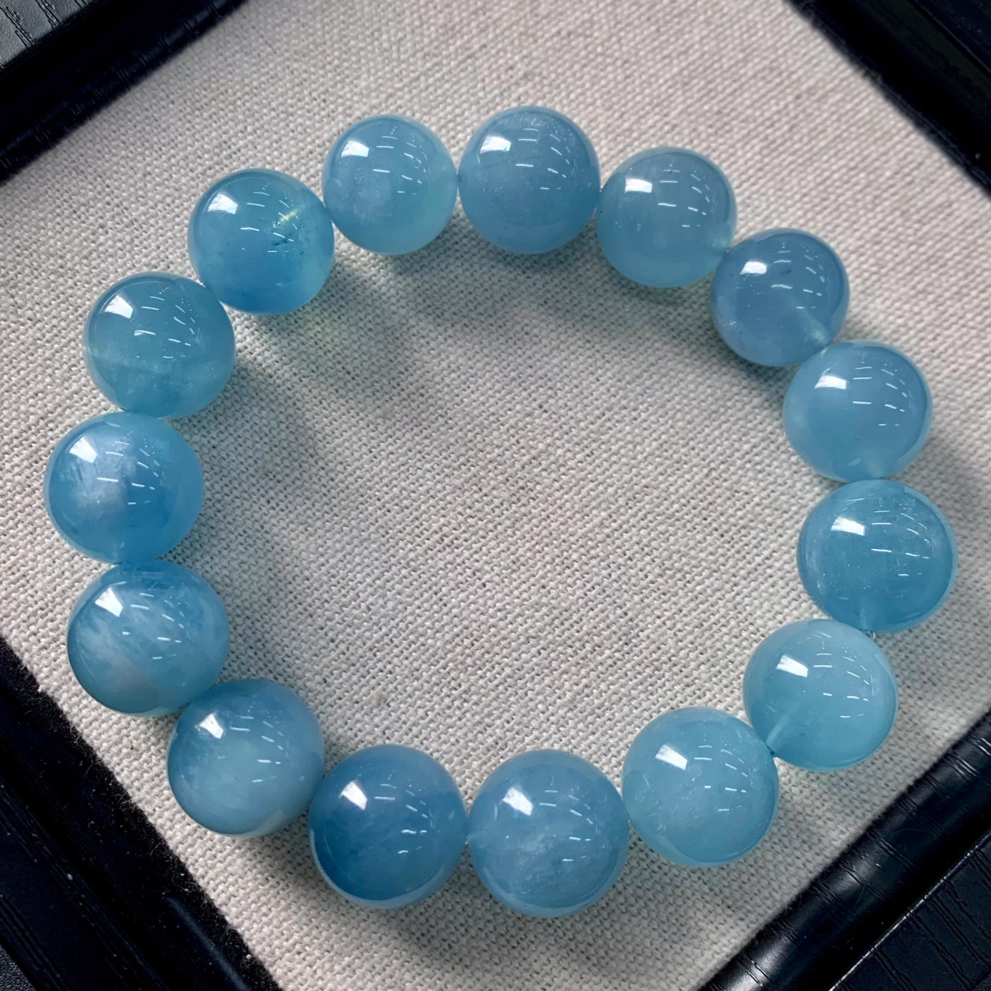 巴西冰透海蓝宝手链天然绿柱石水晶宝石湛蓝手串饰品礼物情侣款女