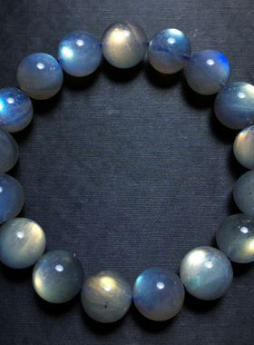 天然冰种灰月光拉长石手链男女