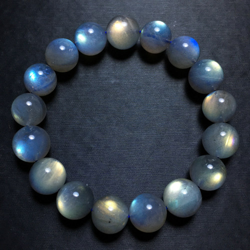 天然冰种灰月光拉长石手链男女