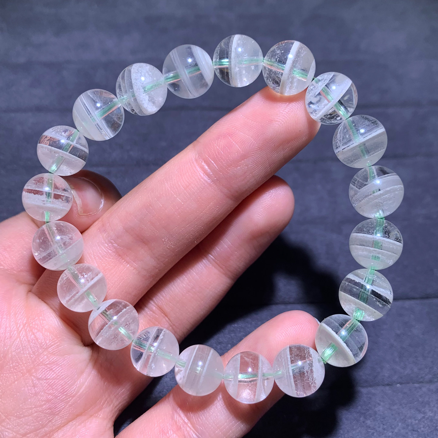 天然白幽灵单圈水晶手链千层山女
