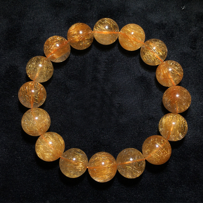 天然铜发晶顺发单圈红水晶巴西手链金发铜水晶手串送礼女一物一图