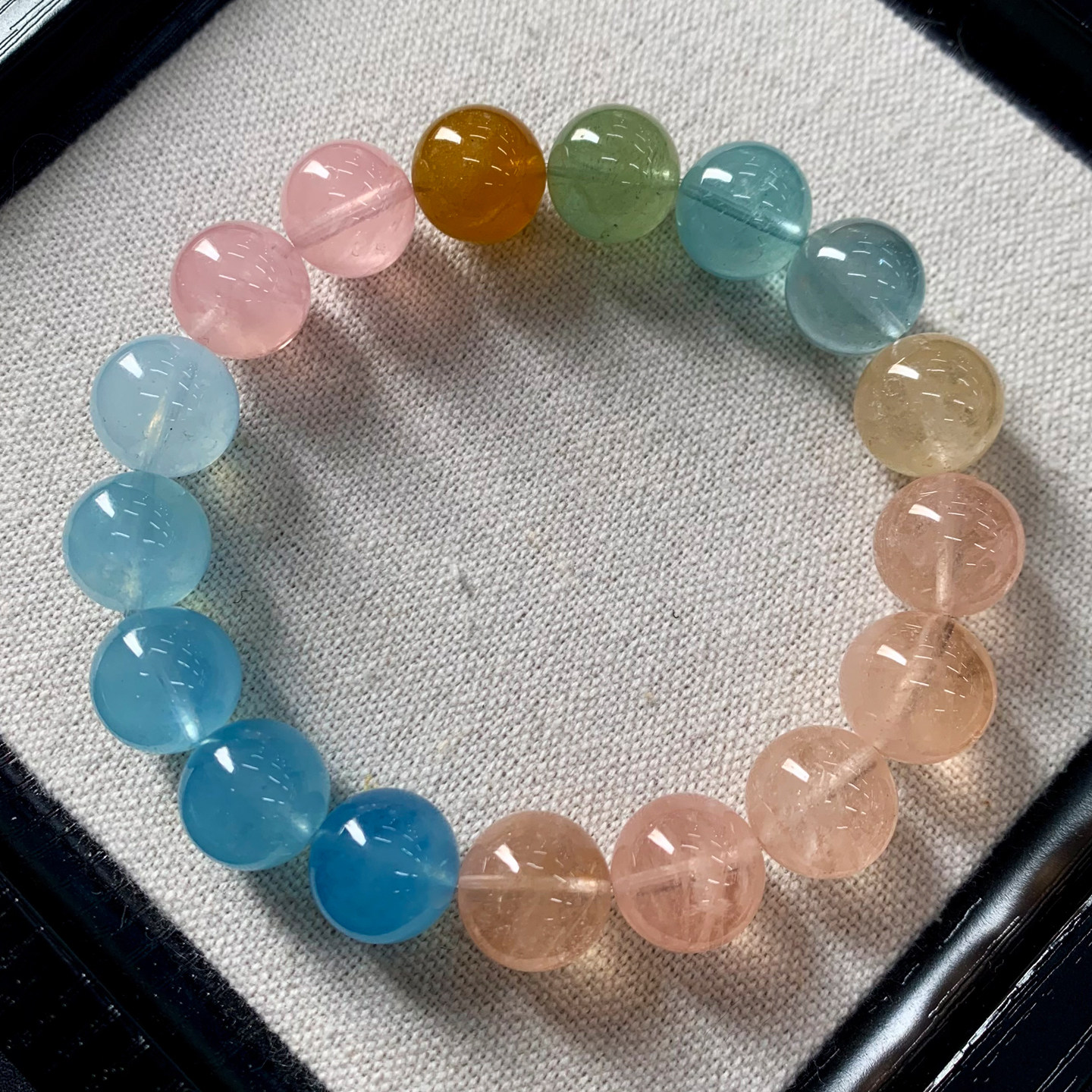 天然冰透渐变摩根石手链绿柱石海蓝宝水晶手串清新饰品礼物情侣女