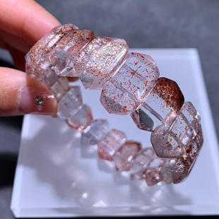 天然金草莓超七水晶双尖手排烟花紫发晶手串饰品礼物情侣款 男女生