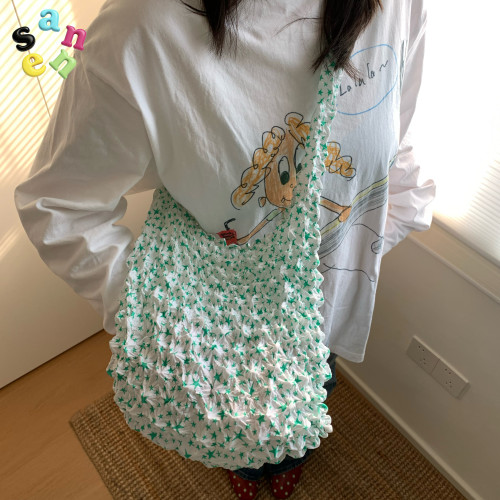 SANNE韩系波点帆布斜挎包通勤