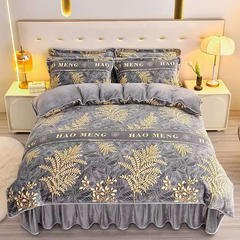 网红款冬季牛奶绒四件套牛奶绒加厚被套保暖金貂绒珊瑚绒床上用品,床上用品,床品套件/四件套/多件套,淘宝优惠券,粉丝福利购,淘宝优惠卷