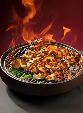 烧腊叉烧乳鸽铁网砂锅烧