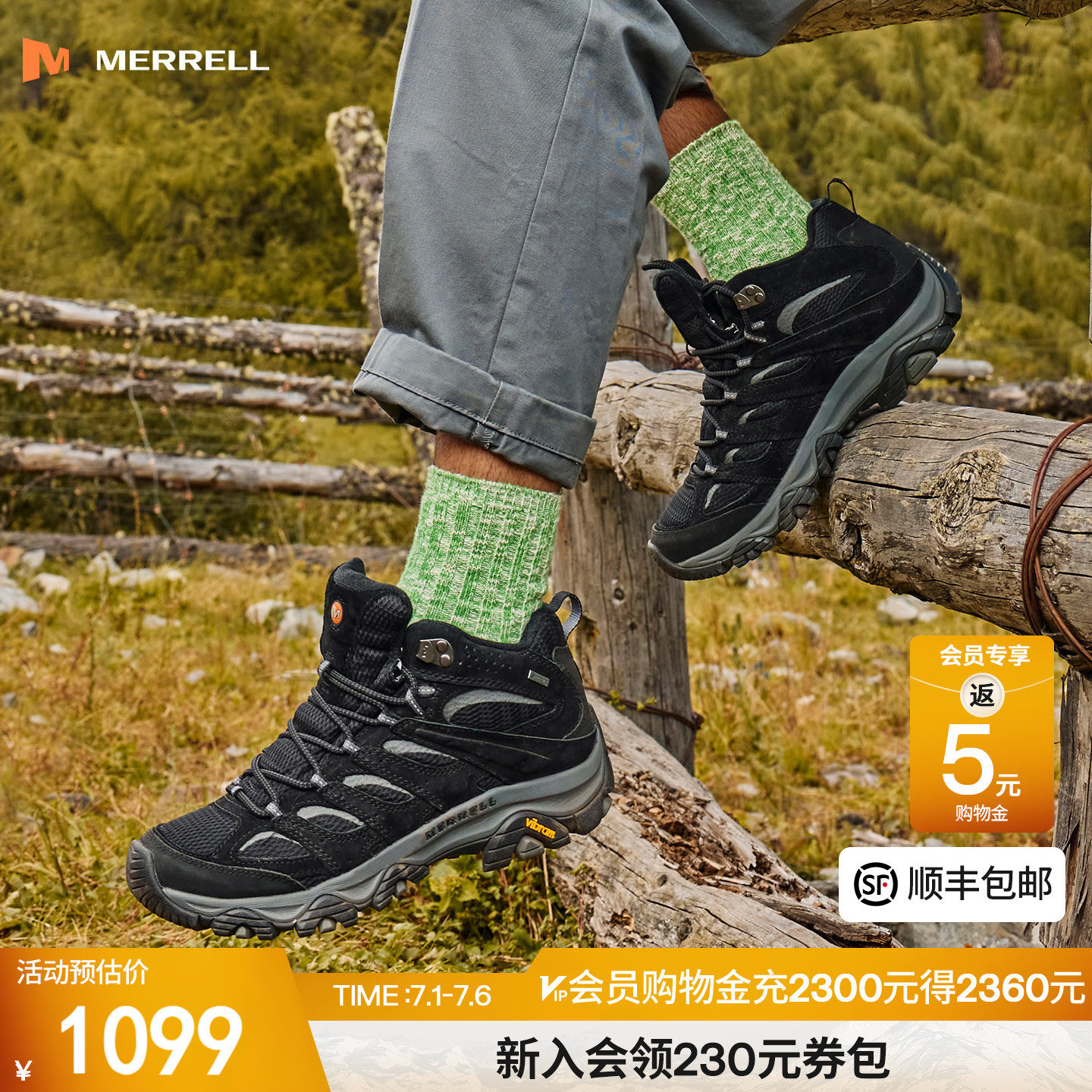 MERRELL迈乐MOAB3 GTX专业防水高帮登山鞋男女防滑耐