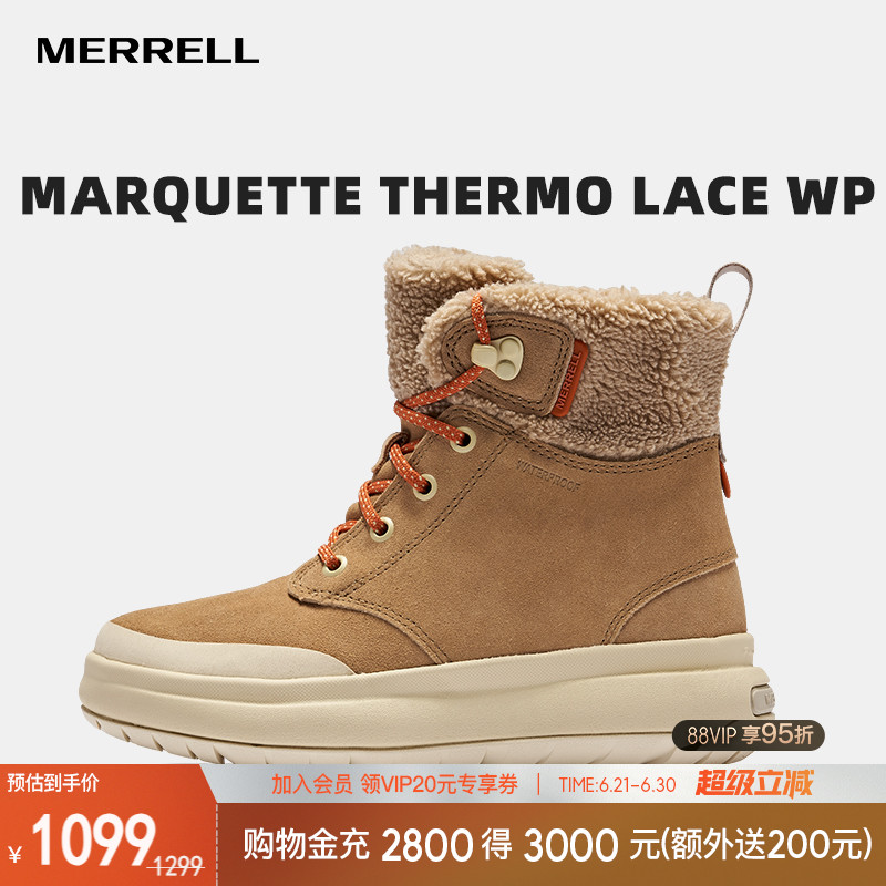 MERRELL迈乐户外保暖防水雪地靴女中高帮加绒短筒女靴2025