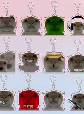 新款歪嘴奇葩小猫搞怪沙雕书包挂件亚克力钥匙扣装饰生日礼物卡通