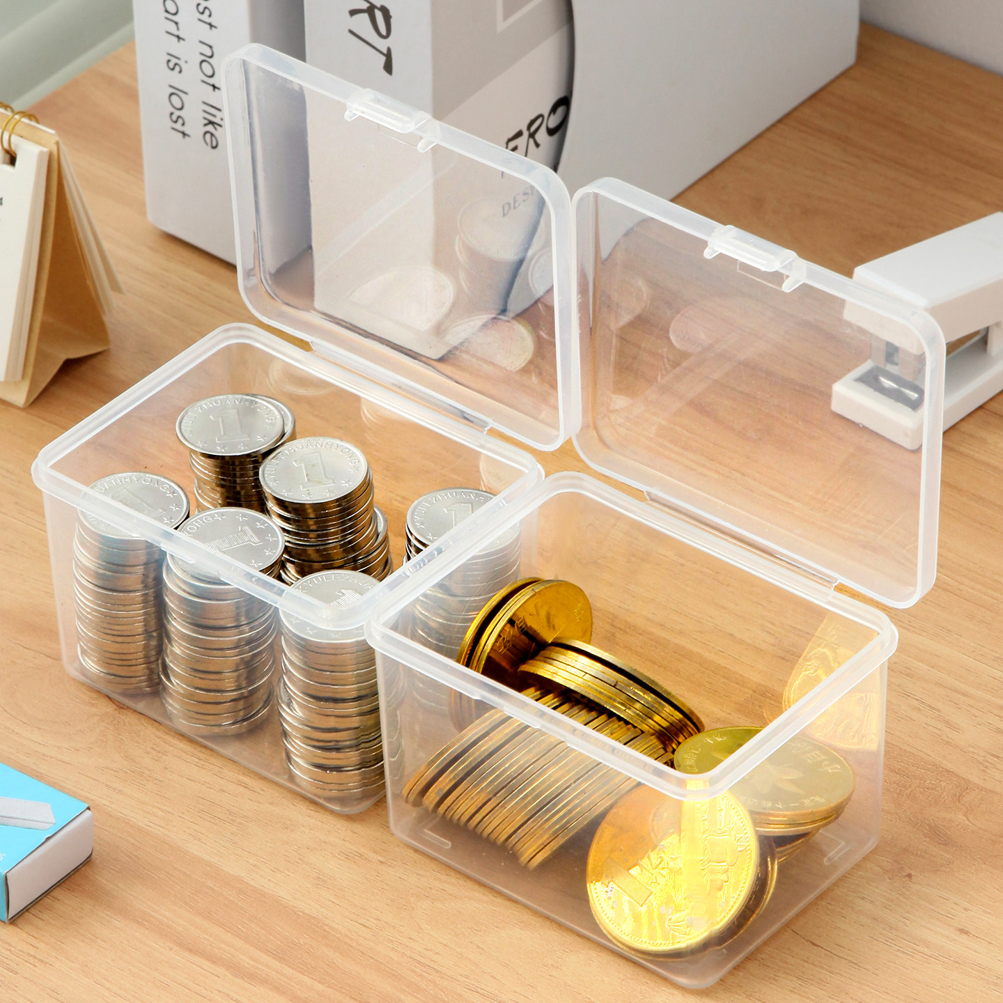 硬币收纳盒一元游戏币零钱装硬币存钱的盒子现金零花钱分类点币盒