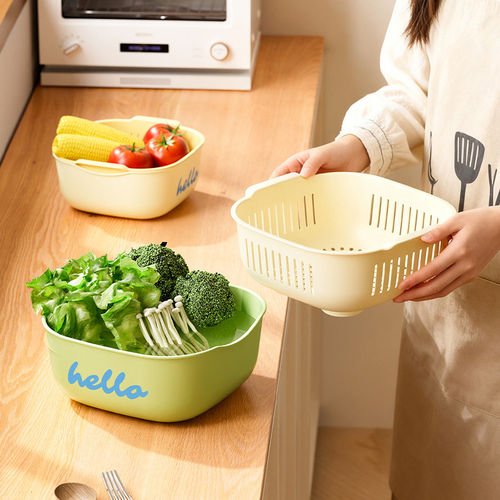 双层加厚塑料洗菜盆沥水篮