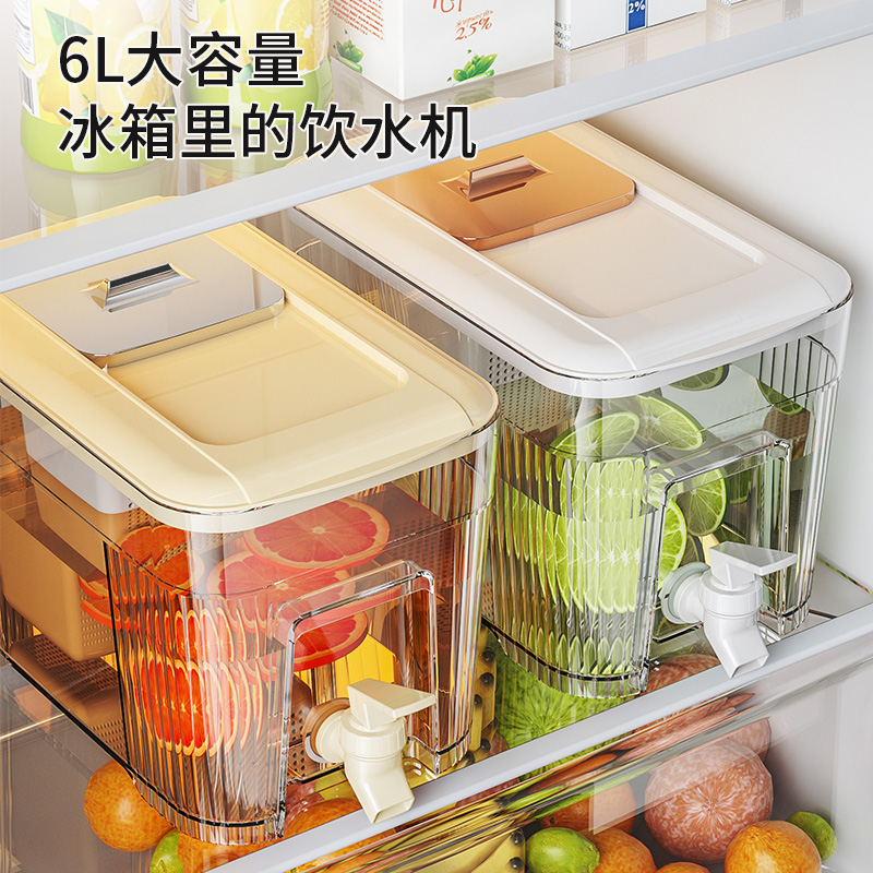 冰箱冷水壶带龙头水果茶凉水壶家用大容量密封冷饮果汁果茶饮料桶 餐饮具 冷水壶 原图主图