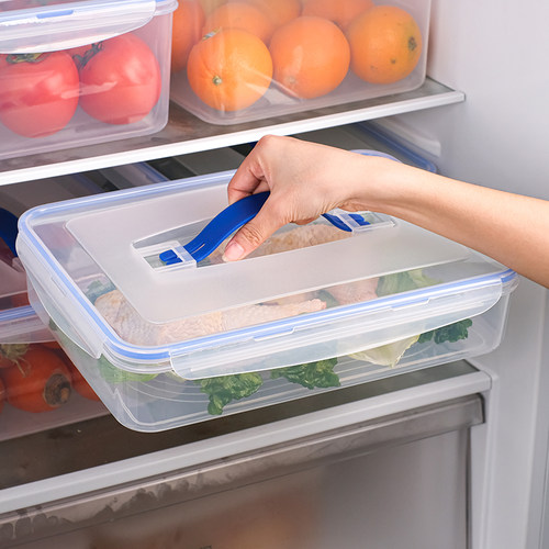 保鲜盒密封带盖防水冰箱收纳盒生鲜海鲜鱼类透明可叠加水果蔬菜盒