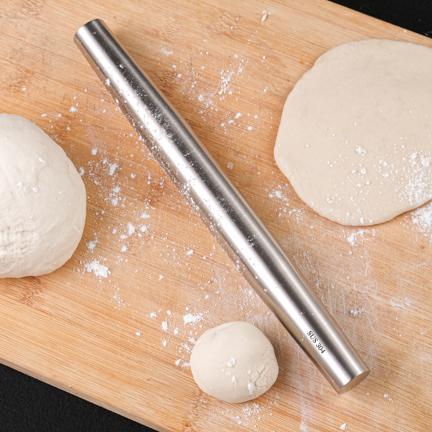 食品级304不锈钢擀面杖家用