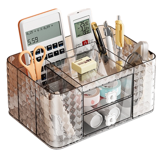 笔筒收纳盒轻奢高级感学生桌面多功能大容量办公室好物儿童男孩女孩书桌一体可爱文具置物架笔桶化妆品口红