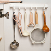 橱柜门后挂钩免打孔强力承重厨房一排挂杆神器勺子铲子厨具收纳架