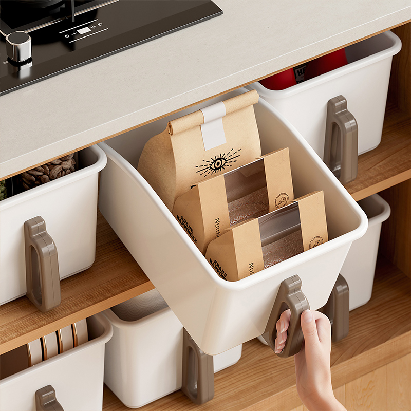 家用橱柜收纳盒带把手杂物整理盒