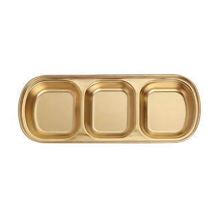 304不锈钢韩式味碟金色蘸料碟火锅调料碟酱料碟烤肉餐具两格三格
