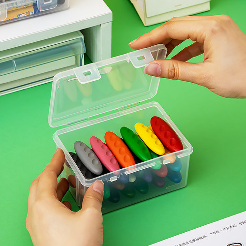蜡笔收纳盒大容量笔盒透明塑料马克笔绘画油画棒铅笔桌上文具盒子