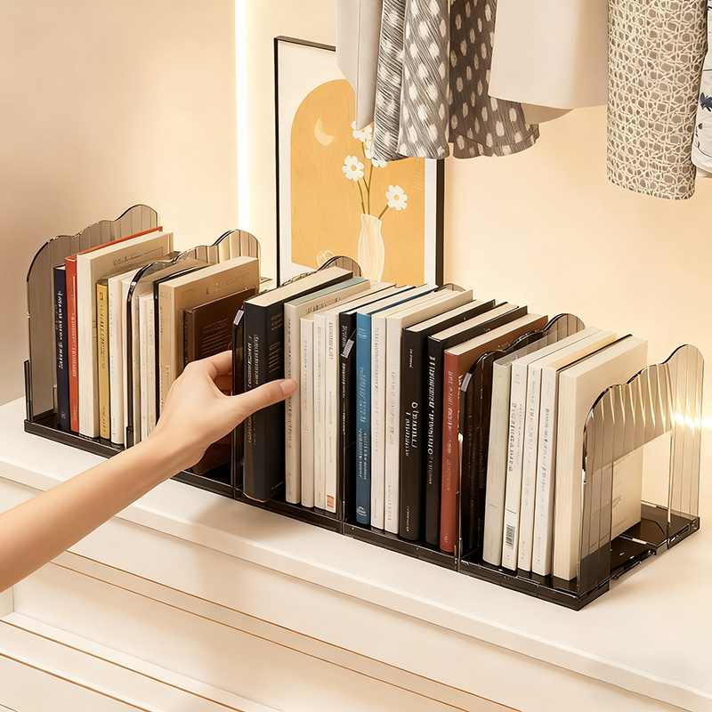 桌面书架透明亚克力书本收纳盒