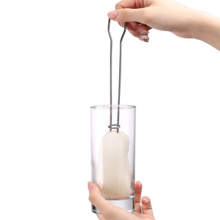304不锈钢洗杯刷长柄家用可替换海绵洗杯子神器奶瓶清洗刷子套装