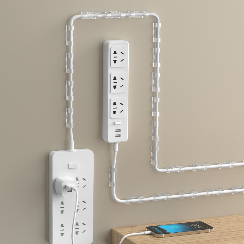 理线器电线收纳插排座固定器墙面