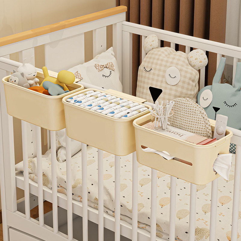 婴儿床收纳袋挂袋收纳挂篮床边床头宝宝尿布台侧边面尿不湿口水巾