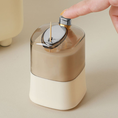 牙签盒家用按压式剔牙神器水果竹签商用个性创意筒装便携2024新款