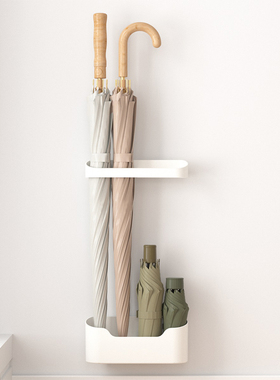 日式入户家用置伞架壁挂收纳柜架门后雨伞桶免打孔放伞置物架门口