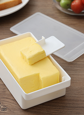 日式黄油切割储存盒冰箱带盖奶酪芝士收纳保鲜盒牛油切块器