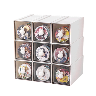 桌面吧唧收纳盒抽屉式亚克力透明徽章展示谷子置物架立牌周边盒子