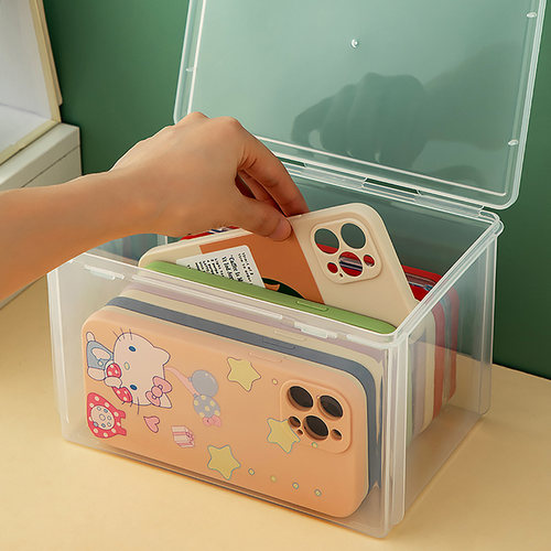 手机壳收纳盒带盖防尘透明杂物盒