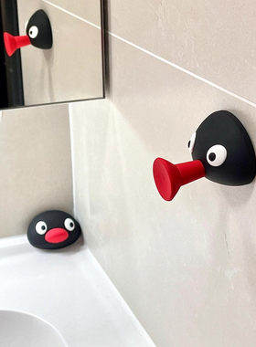 可爱pingu小企鹅挂钩免钉强力粘钩浴室卫生间装饰创意无痕冰箱贴