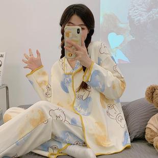 感卡通女冬天两件纯棉可爱 2024春秋季 睡衣大码 高级套装 家居服长袖