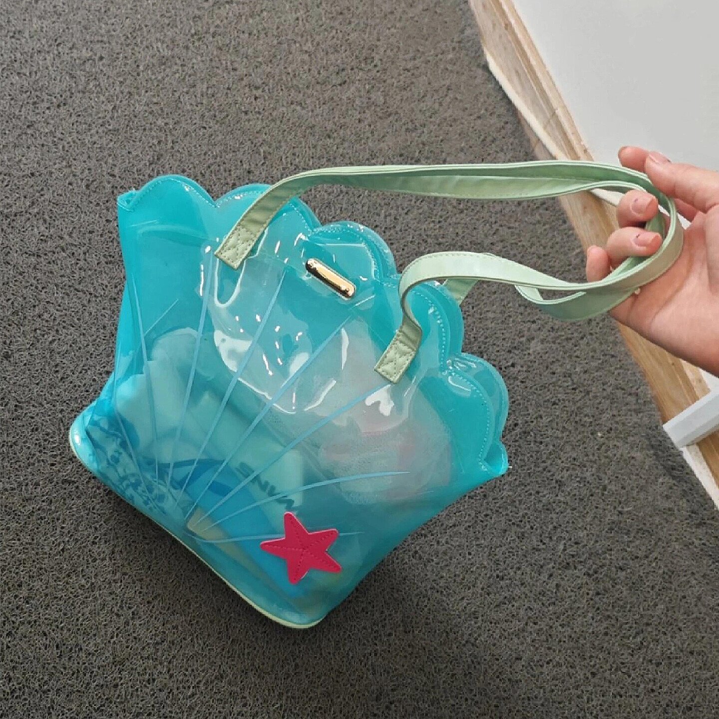 游泳包干湿分离防水运动健身大容量手提包海边沙滩防水袋透明PVC