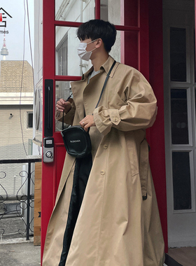 碧舍韩版大码oversize风衣男宽松中长款慵懒简约潮流青年大衣外套
